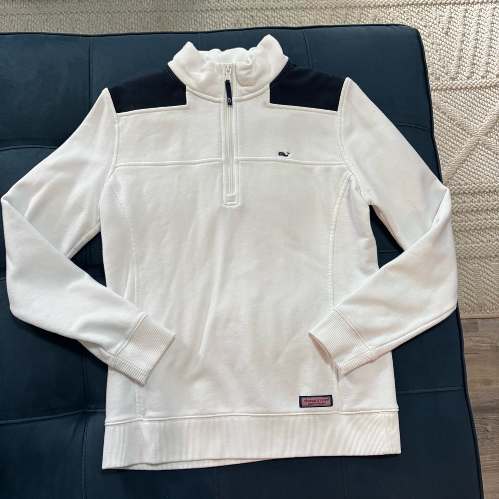 Vineyard Vines quarter zip pull over sweatshirt shep shirt small white blue‎